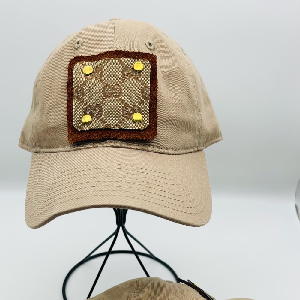 Upcycled Luxury Khaki Canvas Baseball Hat